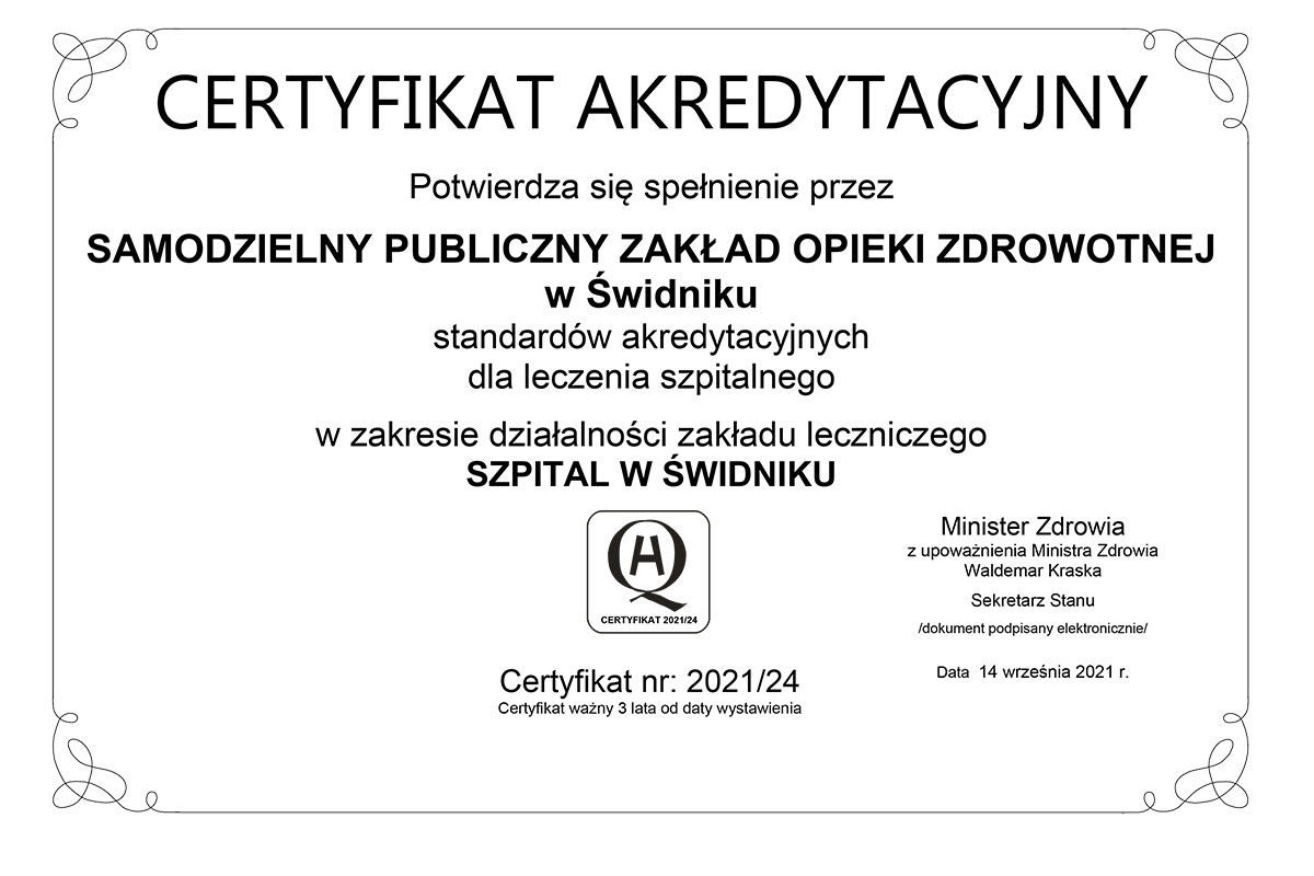 Certyfikat SP ZOZ Swidnik